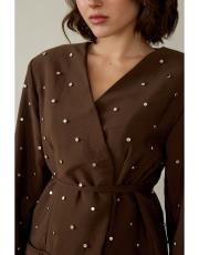 kahve taşlı blazer ceket 3